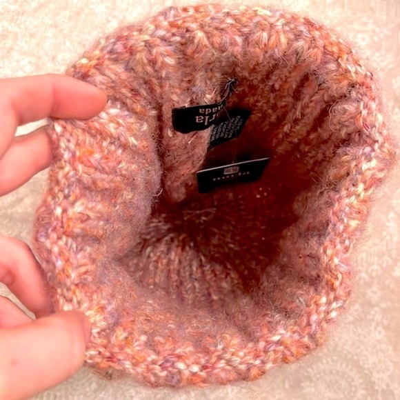Brand New Norla Canada Alpaca & Wool Blend Knit Pom Hat Winter Marbled Pink - Picture 8 of 12